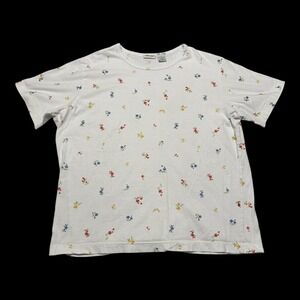Vintage 90s Cherokee All Over Print Floral Flower White Shirt Women's Large